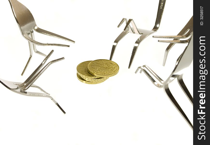 Fork fight on a white background. Fork fight on a white background