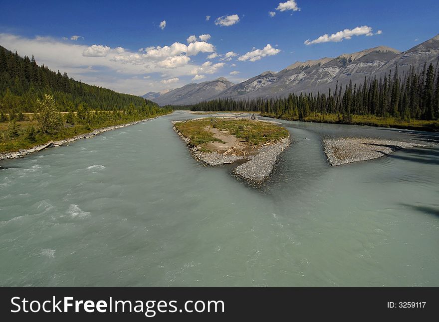Glacier-fed Kootenay River in the Canadian Rockies