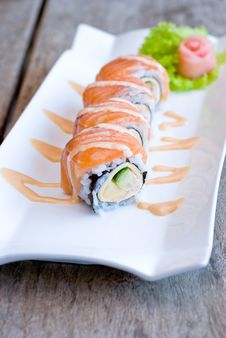 Samon Sashimi Roll Royalty Free Stock Photo Samon Sashimi Roll Royalty Free Stock Photo