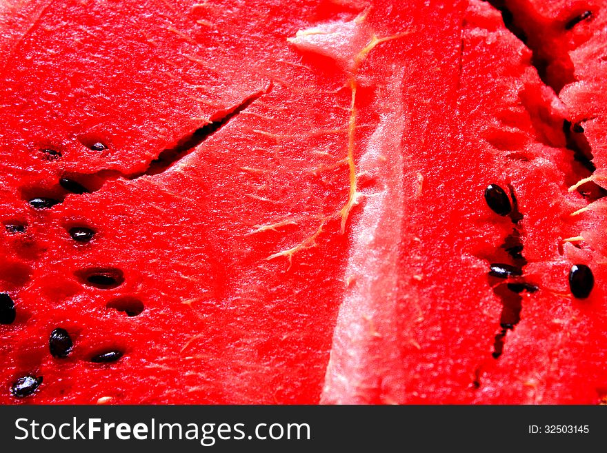 Detail core of watermelon with seeds