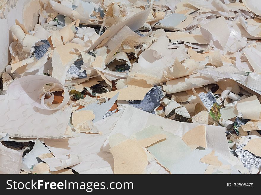 Closeup at paper waste background. Closeup at paper waste background
