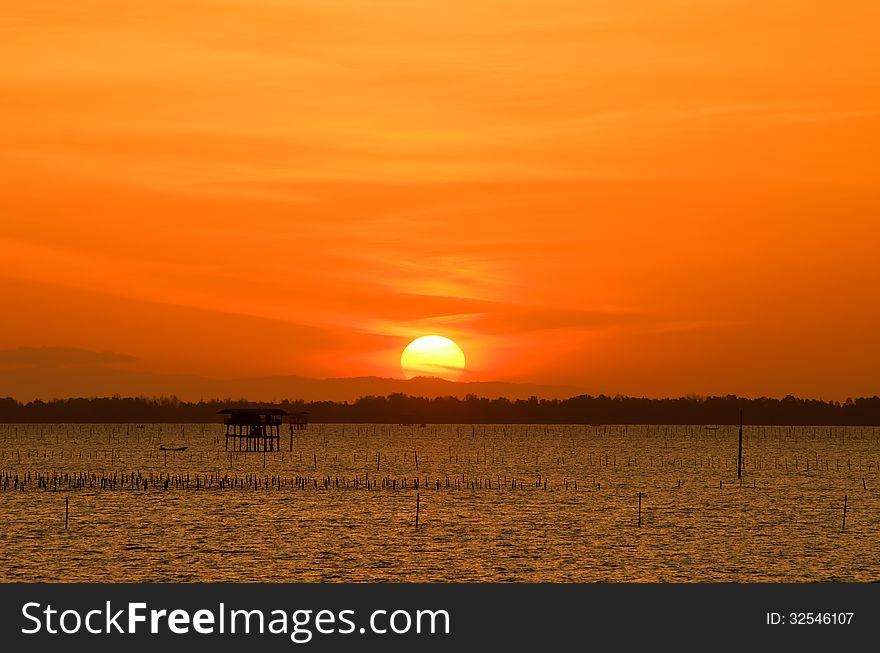 Sunrise and sea at shell farm. Sunrise and sea at shell farm