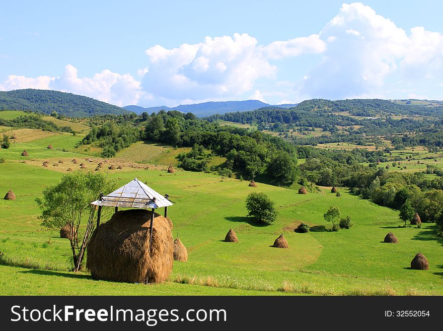 Covered haystack in Maramures county,Romania