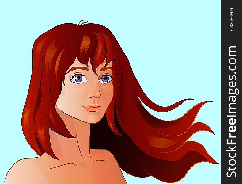 Vector illustration of a girl with streaming hair. Vector illustration of a girl with streaming hair
