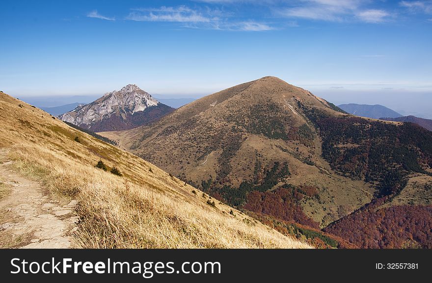 Mountain landscape on a clear autumn day, Mala Fatra, Slovakia