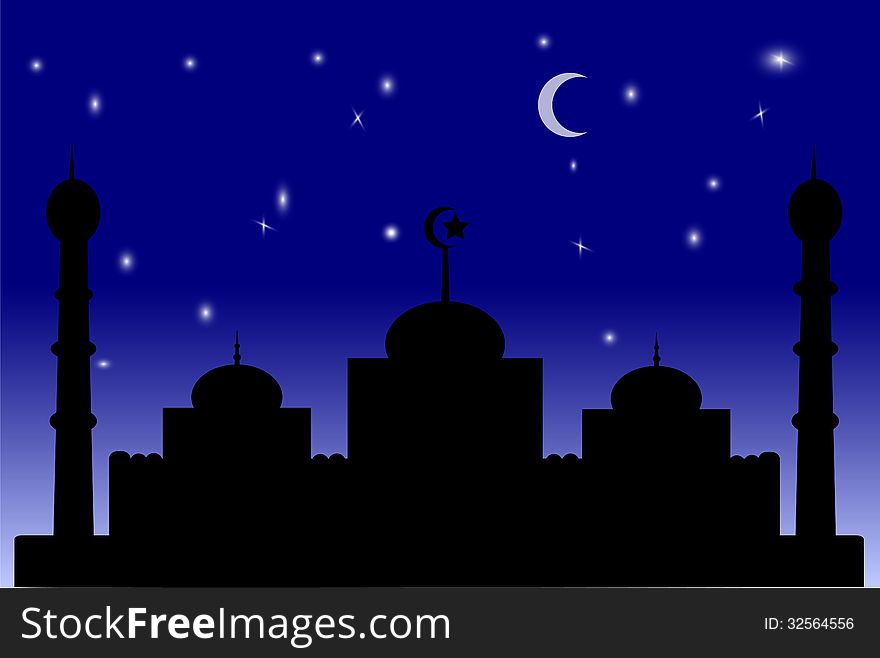 For background or greeting card - mosque - Blue Gradation sky