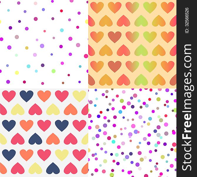 Bright set of four vector seamless patterns. Bright set of four vector seamless patterns