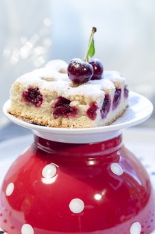 Cherry Pie S Bars On Red Polka Dot Cup Stock Image