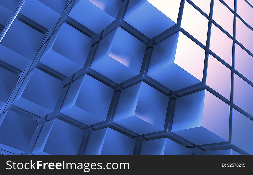 Abstract background with blue cubes