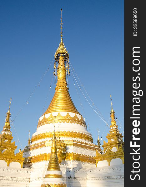 Gloden pagoda in temple in North of Thailand