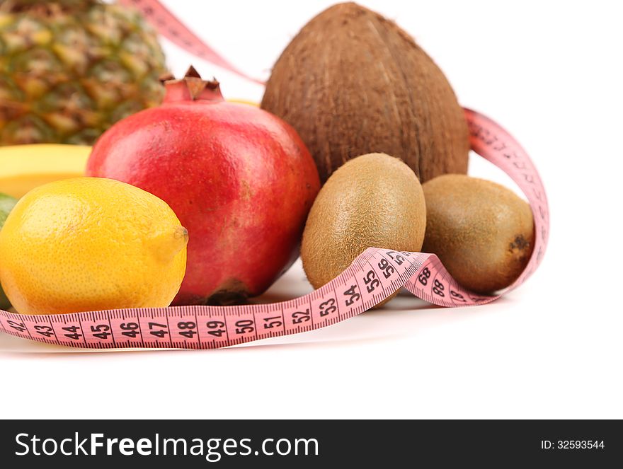 Tape Measure And Fruits Composition