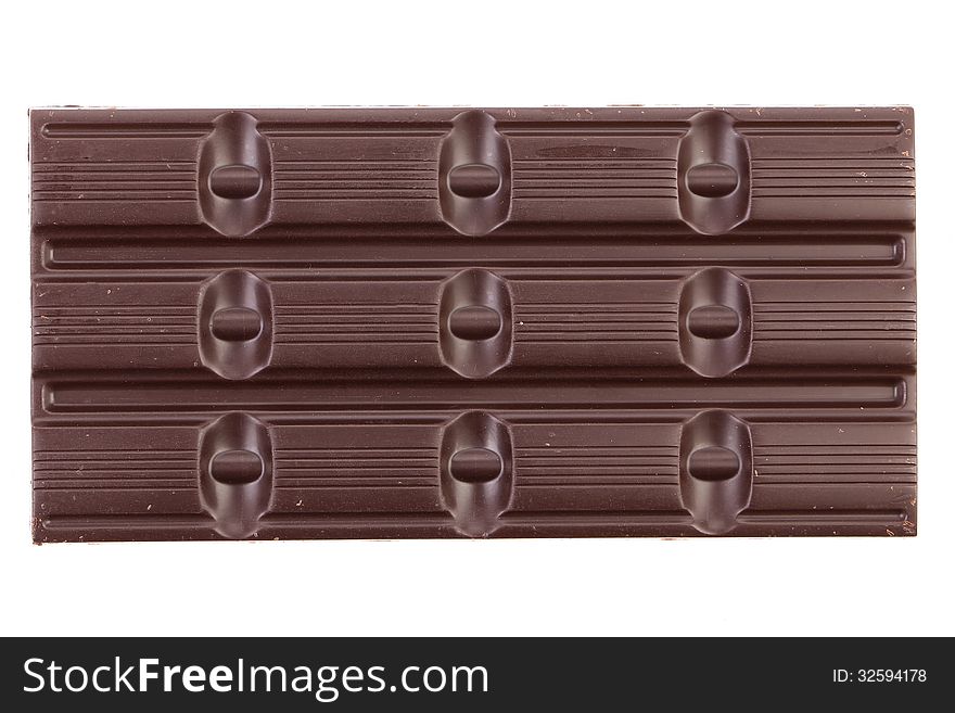 Dark chocolate bar. Isolated on a white background.