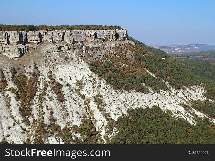 View from Chufut-Kale, a national monument of Crimean Karaite culture and Tatar fortress in Crimea, near Bakhchisaray. View from Chufut-Kale, a national monument of Crimean Karaite culture and Tatar fortress in Crimea, near Bakhchisaray