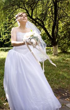 Bride With Bouquet Of Flowers Royalty Free Stock Image