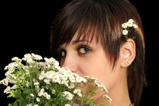Young Girl With Flowers Royalty Free Stock Photos Young Girl With Flowers Royalty Free Stock Photos