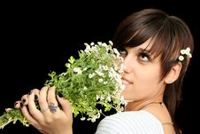 Young Girl With Flowers Royalty Free Stock Image Young Girl With Flowers Royalty Free Stock Image