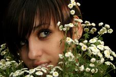 The Young Girl With Flowers Royalty Free Stock Photos The Young Girl With Flowers Royalty Free Stock Photos