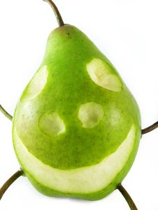 Cheerful Pear On White Royalty Free Stock Photo Cheerful Pear On White Royalty Free Stock Photo