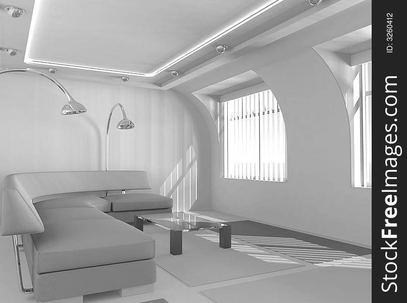 Simple 3D interior without textures. Simple 3D interior without textures