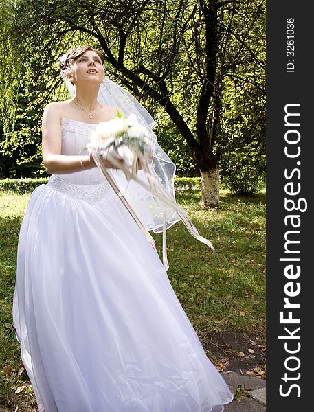 Bride with bouquet of flowers