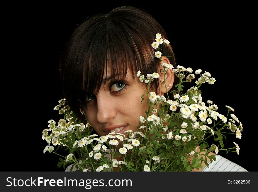 Beautiful Girl With Flowers