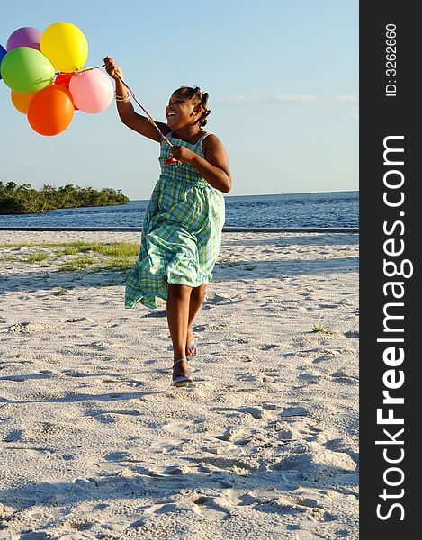 Happy Girl With Balloons