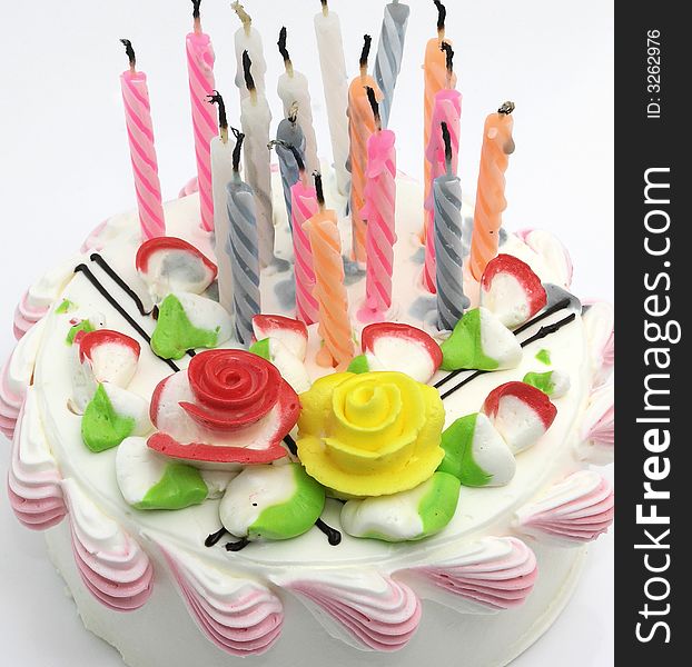 Birthday cake and candles,isolated