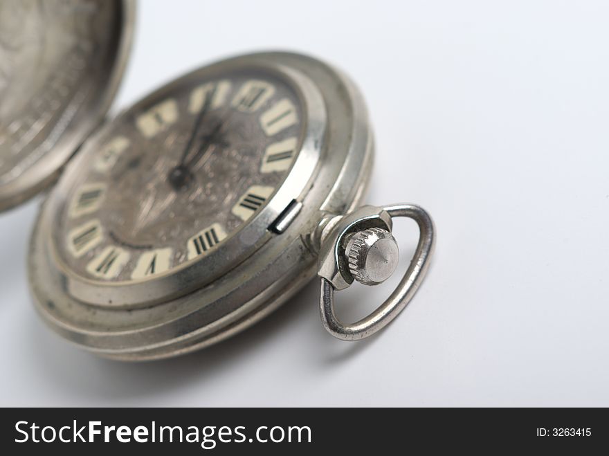 Old pocket watch, minute, time runs without stops. Old pocket watch, minute, time runs without stops