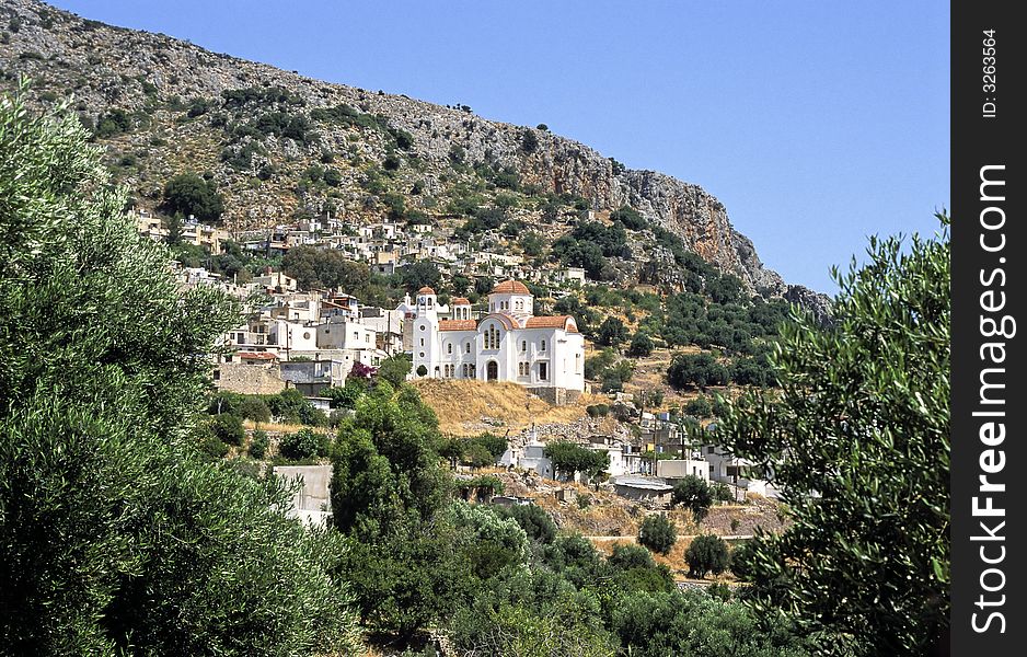 Typical mountain village in Crete. Typical mountain village in Crete.