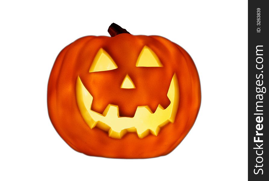 Glowing Pumpkin for Halloween isolated on pure white background