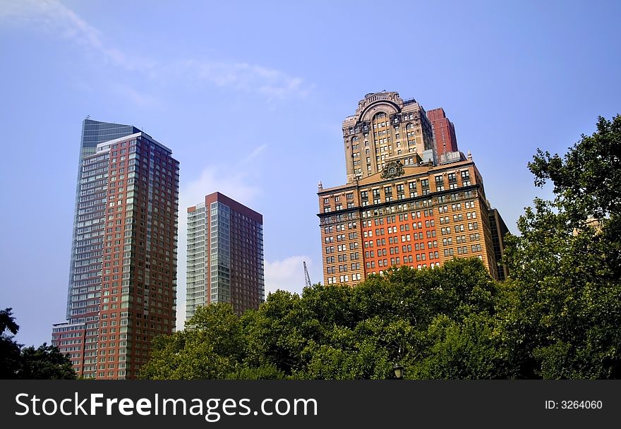 Tall buildings architecture in New York's Manhattan city. Tall buildings architecture in New York's Manhattan city