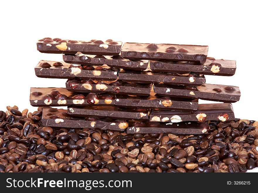 Chocolate bars on coffee berry