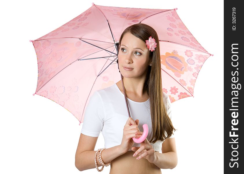 Young girl with umbrella.