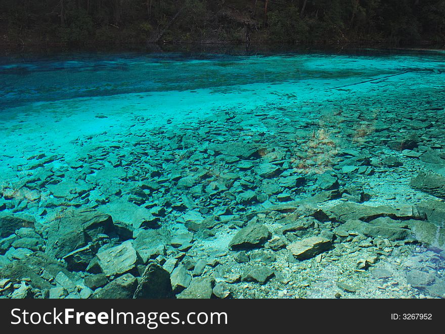 Jiuzhaigou national park of sichuan china.The lake is very very clean and very very blue.