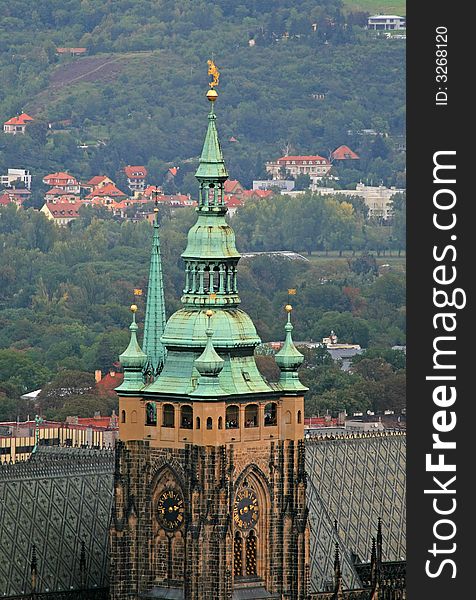 The aerial view of Prague City from Petrin Hill