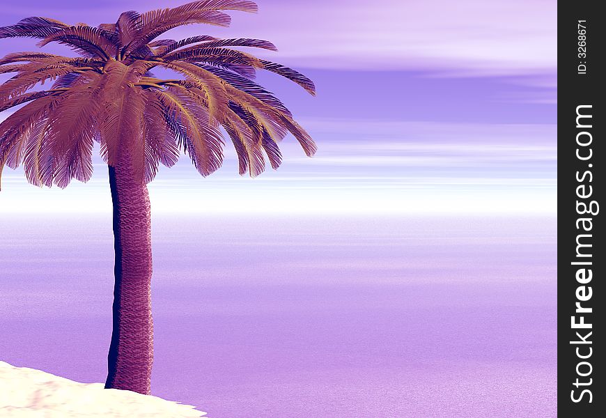 Beautiful landscape with palm.3d image