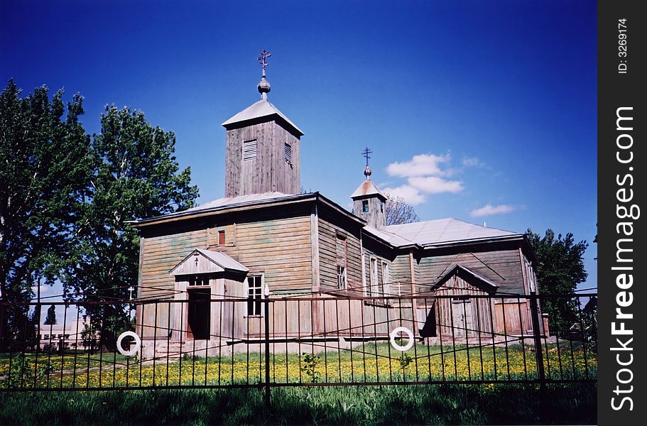 Wood church of XIX century in the town of Kovjagi.