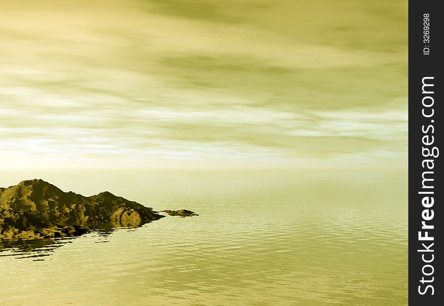 Beautiful landscape with island. 3d image