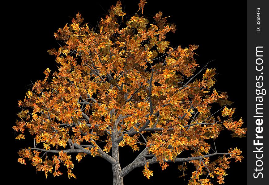Tree in autumn. 3d image