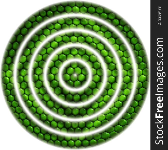 Textured green surface with concentric white circles. Textured green surface with concentric white circles.