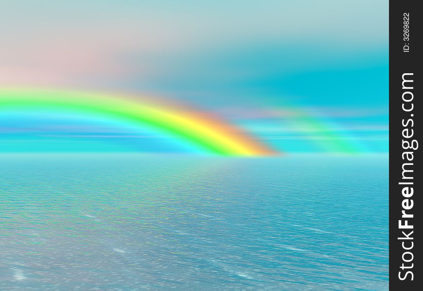 Beautiful rainbow over a sea