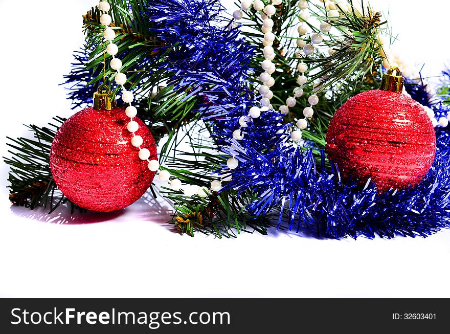 Christmas decorations on a white background