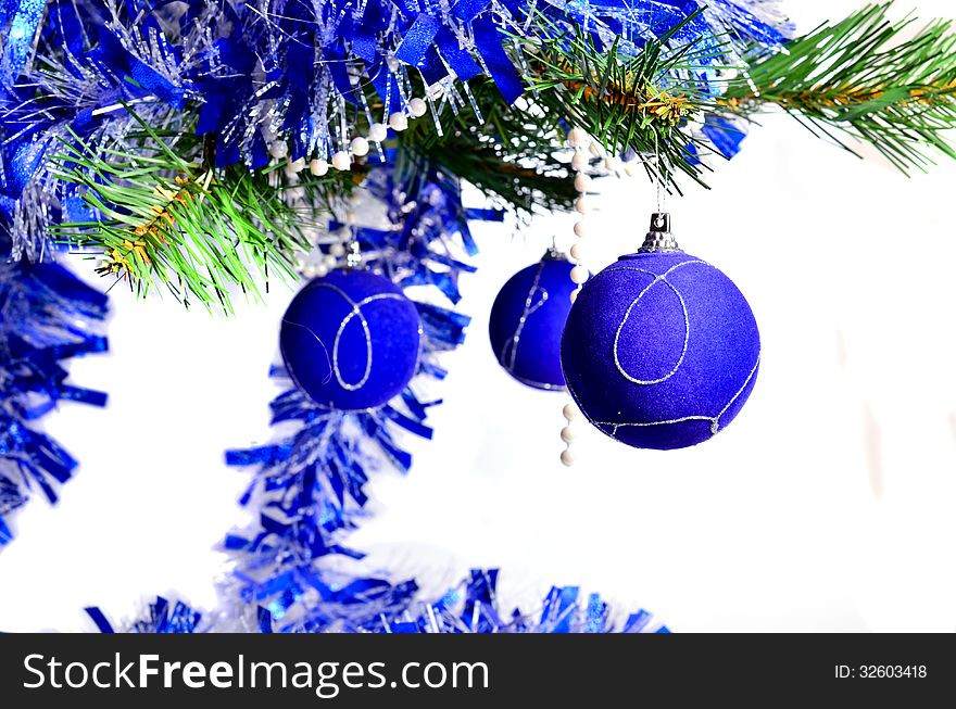 Christmas decorations on a white background