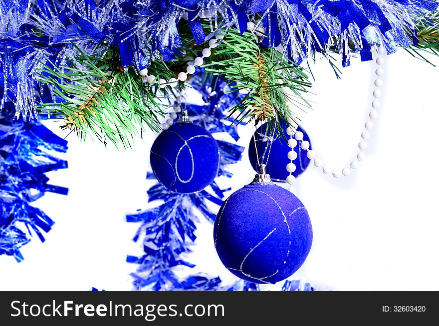 Christmas decorations on a white background