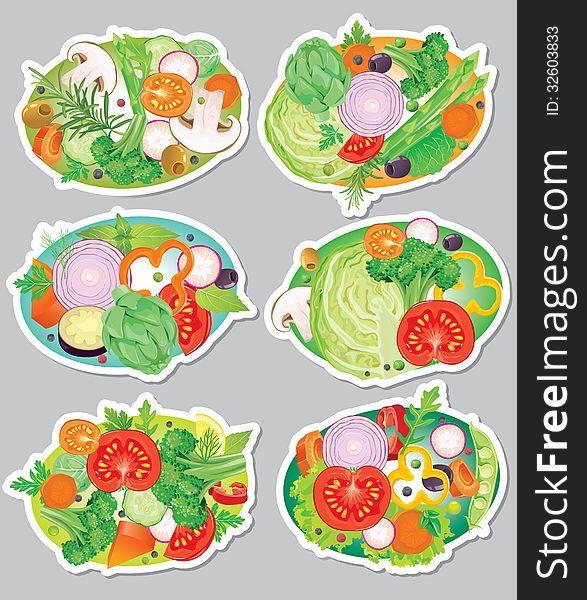 Vegetables sticker. Contains transparent objects. EPS10.