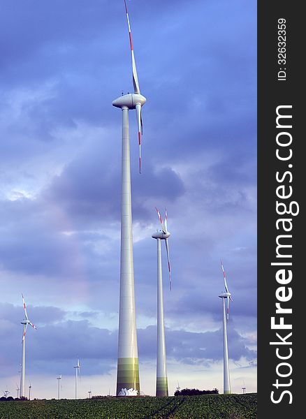 Wind turbines farm in Germany