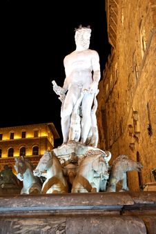 Fountain Of Neptune In Florence (Italy) At Night Stock Photo Fountain Of Neptune In Florence (Italy) At Night Stock Photo