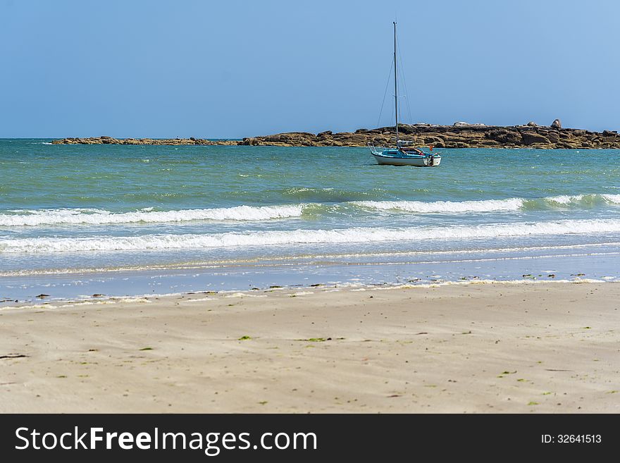 Sailboat tropical scene