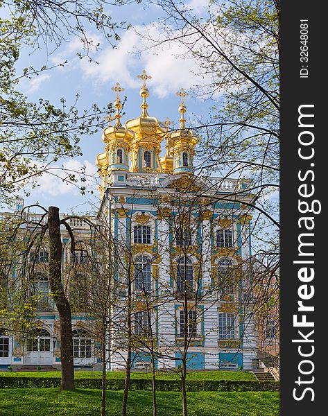 Dome of Russian Orthodox church of Catherine Palace