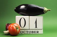Save The Date White Block Calendar For October 1, World Vegetarian Day Royalty Free Stock Photo